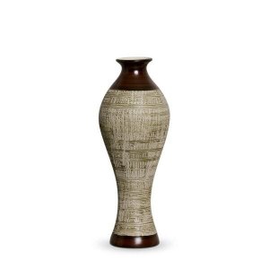 Vaso Califórnia M Decoração Em Cerâmica Marrom E Palha Ganash