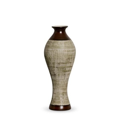 Vaso Califórnia M Decoração Em Cerâmica Marrom E Palha Ganash