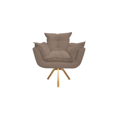 Poltrona Decorativa Opala Base Giratória Suede Capuccino Ms Decor