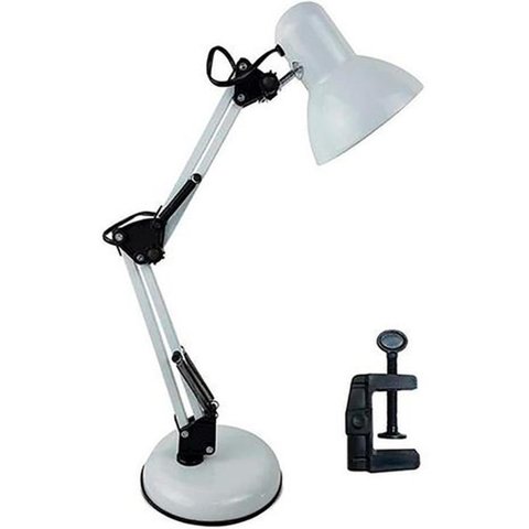 Luminária de Mesa Articulável Quarto Trabalho C Garra + Base Branco