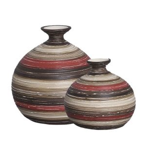 Dupla Vaso Maia G e P Decoração Em Cerâmica Vermelho e Marrom