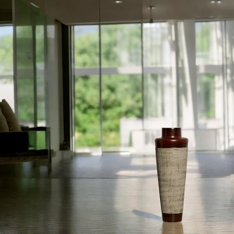 Vaso de Chão Grande para Sala Paris Marrom e Palha Ganash