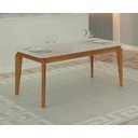 Ver imagem 3 de Mesa de Jantar 8 Lugares Tampo Mdf/vidro Brenda 180cm Moveis Leifer Cadeiras Não Inclusas Freijó/off