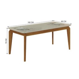 Mesa de Jantar 8 Lugares Tampo Mdf/vidro Brenda 180cm Moveis Leifer Cadeiras Não Inclusas Freijó/off - 2 Mesa de Jantar 8 Lugares Tampo Mdf/vidro Brenda 180cm Moveis Leifer Cadeiras Não Inclusas Freijó/off - 2