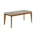 Ver imagem 1 de Mesa de Jantar 8 Lugares Tampo Mdf/vidro Brenda 180cm Moveis Leifer Cadeiras Não Inclusas Freijó/off