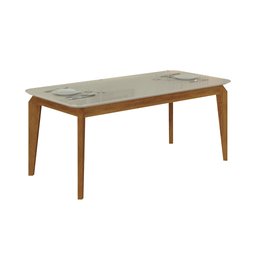 Mesa de Jantar 8 Lugares Tampo Mdf/vidro Brenda 180cm Moveis Leifer Cadeiras Não Inclusas Freijó/off - 1 Mesa de Jantar 8 Lugares Tampo Mdf/vidro Brenda 180cm Moveis Leifer Cadeiras Não Inclusas Freijó/off - 1