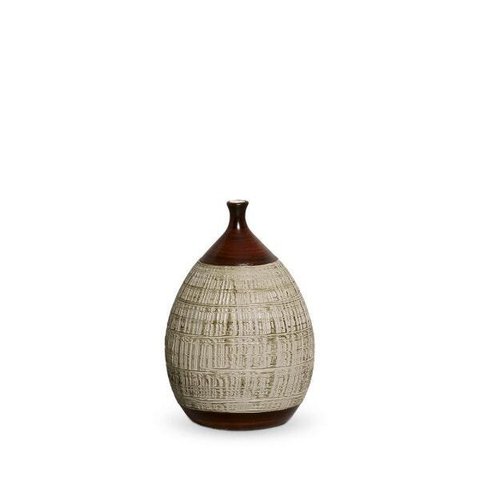 Vaso Mimo G Decoração Em Cerâmica Marrom E Palha Ganash