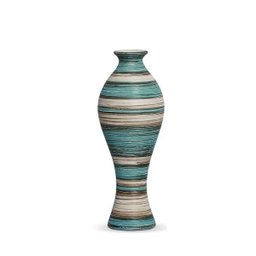 Vaso De Mesa Califórnia M Decoração Em Cerâmica Azul e Palha Marrakesh - 1