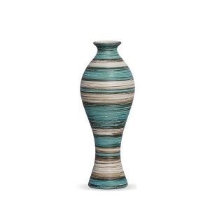 Vaso De Mesa Califórnia M Decoração Em Cerâmica Azul e Palha Marrakesh