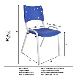 Jogo Mesa 120x70 para Restaurante Comércio com 4 Cadeiras Iso Azul Base Branca Ecomhome - 4
