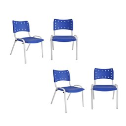 Jogo Mesa 120x70 para Restaurante Comércio com 4 Cadeiras Iso Azul Base Branca Ecomhome - 3