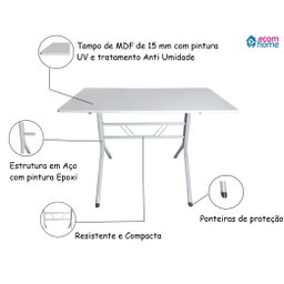 Jogo Mesa 120x70 para Restaurante Comércio com 4 Cadeiras Iso Azul Base Branca Ecomhome - 9