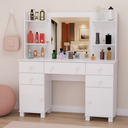 Ver imagem 1 de Penteadeira Camarim com Prateleiras e Portas para Maquiagem Quarto ou Closet Espelho Grande