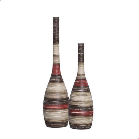 Vaso de Mesa Decoração de Sala Dupla Garrafa Tulipa Terracota