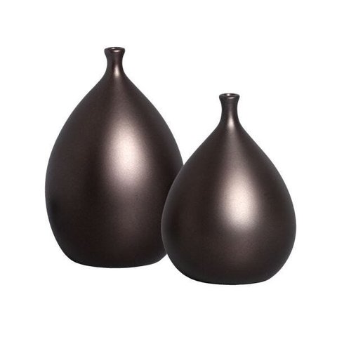 Dupla Vaso Mimo Decoração em Cerâmica Grafite Ônix