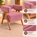 Ver imagem 2 de Poltrona Decorativa Mirela Suede Design Moderno Pés Madeira:Rosa