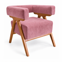 Ver imagem 4 de Poltrona Decorativa Mirela Suede Design Moderno Pés Madeira:Rosa