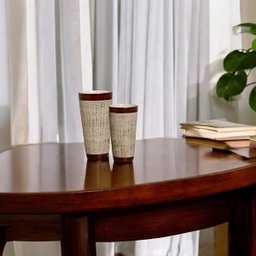 Dupla Vaso Firenze Decoração em Cerâmica Bege e Palha Ganash - 4