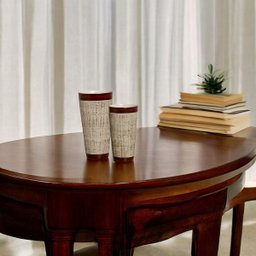 Dupla Vaso Firenze Decoração em Cerâmica Bege e Palha Ganash - 6