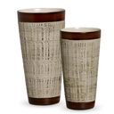 Ver imagem 1 de Dupla Vaso Firenze Decoração em Cerâmica Bege e Palha Ganash