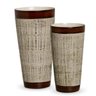 Dupla Vaso Firenze Decoração em Cerâmica Bege e Palha Ganash - 1