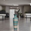 Ver imagem 4 de Vaso de Chão Grande Azul e Palha Madri Marrakesh