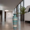 Ver imagem 5 de Vaso de Chão Grande Azul e Palha Madri Marrakesh