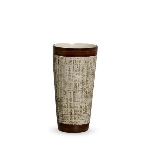 Vaso Firenze P Decoração Em Cerâmica Marrom E Palha Ganash