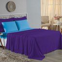 Ver imagem 1 de Jogo de Cama King Nobre 4 Peças Lençol com Elástico de 30cm de Altura Malha 100% Algodão - Roxo