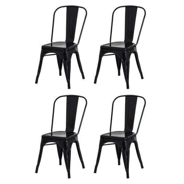 Kit 4 Cadeiras Tolix Iron Design Preta - 1
