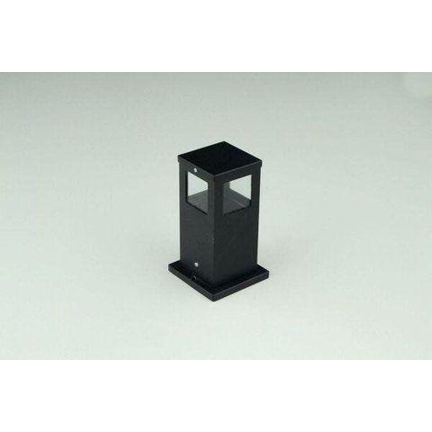 Poste Balizador de Jardim 4 Vidros Pequeno 25cm em Alumínio Preto