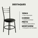 Ver imagem 4 de Cadeira de Jantar Cozinha em Aço e Courino Estrutura da Cadeira Estrutura Preto Liz:Preto