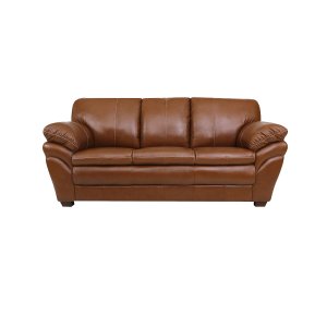 Sofá de Couro Gana 3 Lugares - Conhaque com Brilho