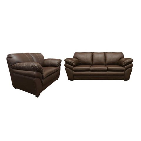 Conjunto Sofá de Couro Gana 3 e 2 Lugares - Marrom