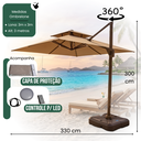 Ver imagem 7 de Ombrelone Guarda Sol Piscina Jardim LED Aluminio 3m c/ Base