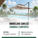 Ver imagem 2 de Ombrelone Guarda Sol Piscina Jardim LED Aluminio 3m c/ Base