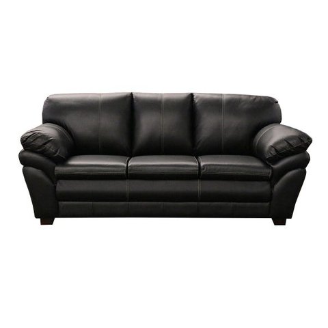Sofá de Couro Gana 3 Lugares - Preto
