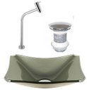 Ver imagem 1 de Cuba de Vidro Retangular Chanfrada 37cm Champanhe + Válvula Click + Torneira