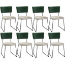 Ver imagem 1 de Kit 08 Cadeiras Decorativas Sala Jantar Allana L02 Facto Verde Musgo Linho Champagne - Lyam Decor