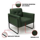 Ver imagem 3 de Poltrona Sala Decorativa Kit 2 Elisa Base Tubular Alta Preta Sintético Pu Verde D03 - D’Rossi