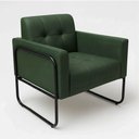 Ver imagem 5 de Poltrona Sala Decorativa Kit 2 Elisa Base Tubular Alta Preta Sintético Pu Verde D03 - D’Rossi