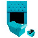 Ver imagem 1 de Kit Cabeceira Mirage + Calçadeira Baú Veneza Solteiro 120cm Suede - Ecotec Decor:Azul Turquesa
