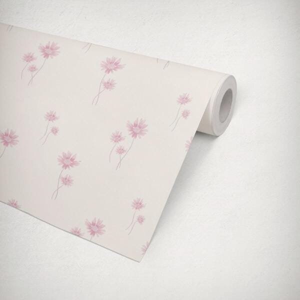 Papel de Parede Vinilico Flores Durável Lavável Estampado Bege - 9