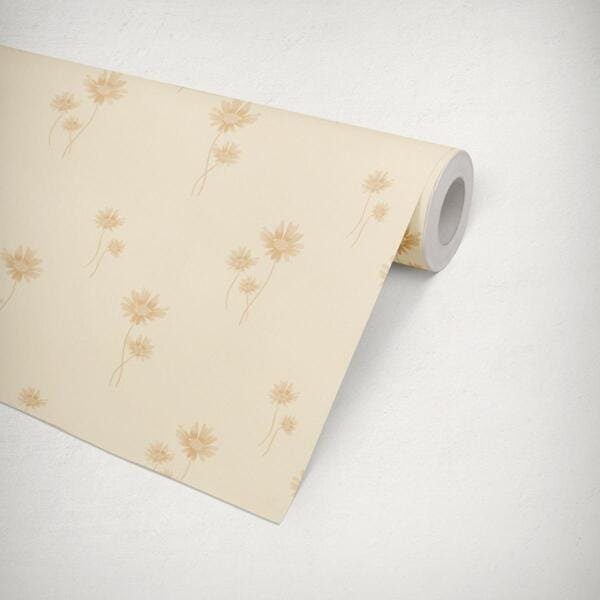 Papel de Parede Vinilico Flores Durável Lavável Estampado Bege - 3