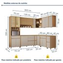 Ver imagem 3 de Cozinha 11 Peças Condessa Canto 100% MDF 14 Portas Bege/Carvalho Greige