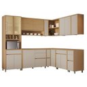 Ver imagem 2 de Cozinha 11 Peças Condessa Canto 100% MDF 14 Portas Bege/Carvalho Greige
