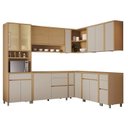 Ver imagem 2 de Cozinha 11 Peças Condessa Canto 100% MDF 14 Portas Bege/Carvalho Greige