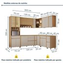 Ver imagem 3 de Cozinha 11 Peças Condessa Canto 100% MDF 14 Portas Bege/Carvalho Greige