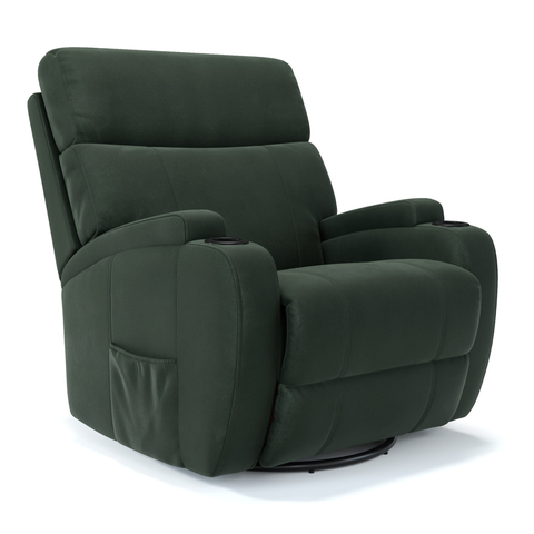 Poltrona do Papai Reclinável em Tecido Suede Cor Verde Musgo Elétrica com Massagem- Modelo Imperial