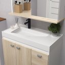 Ver imagem 5 de Gabinete de Banheiro 80cm com Cuba e Espelheira Branco/Carvalho Berlin